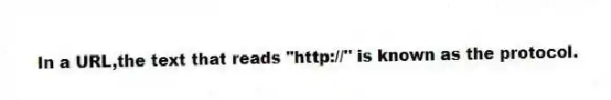 In a URL,the text that reads "http://" is known as the protocol.