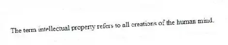 The term intellectual property refers to all creations of the human mind.