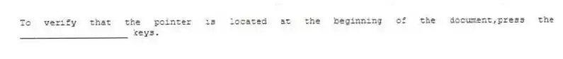 To verify that the pointer is located at the beginning of the document,press the ____________________ keys.