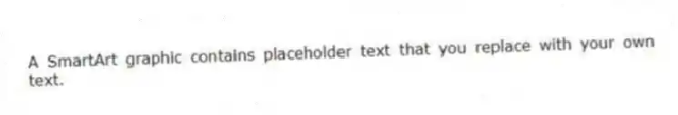 A SmartArt graphic contains placeholder text that you replace with your own text.