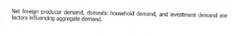 Net foreign producer demand, domestic household demand, and investment demand are factors influencing aggregate demand.