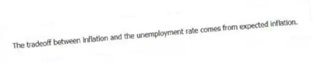 The tradeoff between inflation and the unemployment rate comes from expected inflation.
