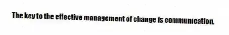 The key to the effective management of change is communication.