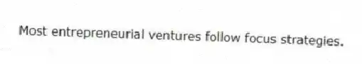 Most entrepreneurial ventures follow focus strategies.