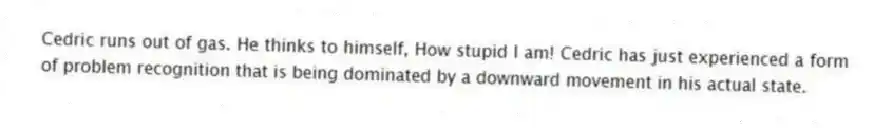 Cedric runs out of gas. He thinks to himself, How stupid I am! Cedric has just experienced a form of problem recognition that is being dominated by a downward movement in his actual state.