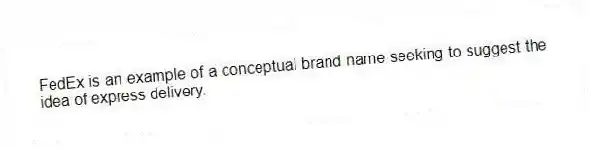 FedEx is an example of a conceptual brand name seeking to suggest the idea of express delivery.