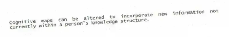 Cognitive maps can be altered to incorporate new information not currently within a person's knowledge structure.