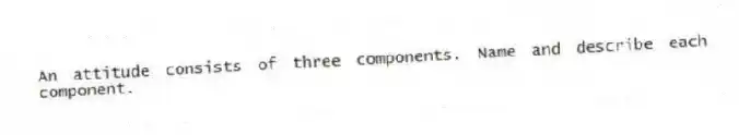 An attitude consists of three components. Name and describe each component.
