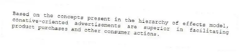 Based on the concepts present in the hierarchy of effects model, conative-oriented advertisements are superior in facilitating product purchases and other consumer actions.