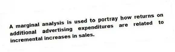 A marginal analysis is used to portray how returns on additional advertising expenditures are related to incremental increases in sales.