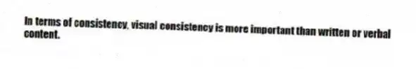 In terms of consistency, visual consistency is more important than written or verbal content.