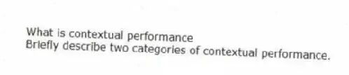 What is contextual performance
Briefly describe two categories of contextual performance.