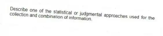 Describe one of the statistical or judgmental approaches used for the collection and combination of information.