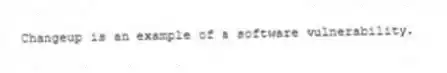 Changeup is an example of a software vulnerability.