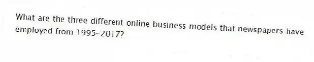 What are the three different online business models that newspapers have employed from 1995-2017?