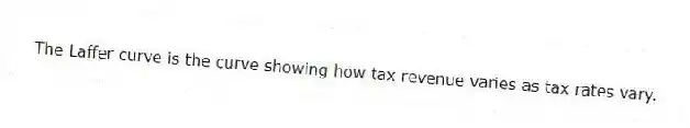 The Laffer curve is the curve showing how tax revenue varies as tax rates vary.