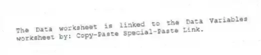 The Data worksheet is linked to the Data Variables worksheet by: Copy-Paste Special-Paste Link.
