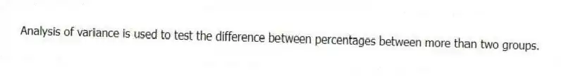 Analysis of variance is used to test the difference between percentages between more than two groups.