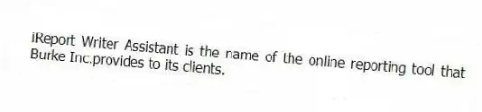 iReport Writer Assistant is the name of the online reporting tool that Burke Inc.provides to its clients.
