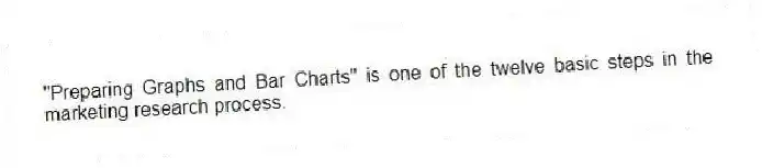 "Preparing Graphs and Bar Charts" is one of the twelve basic steps in the marketing research process.