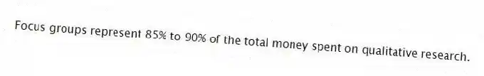 Focus groups represent 85% to 90% of the total money spent on qualitative research.