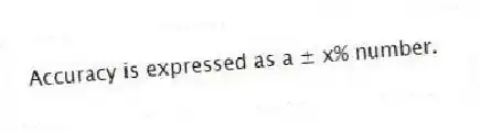 Accuracy is expressed as a ± x% number.