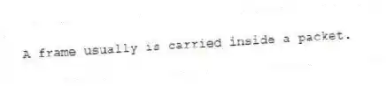 A frame usually is carried inside a packet.