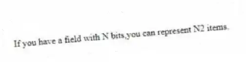 If you have a field with N bits,you can represent N2 items.