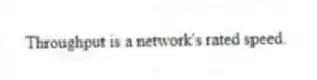 Throughput is a network's rated speed.