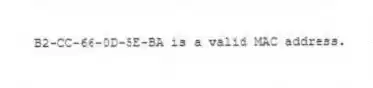 B2-CC-66-0D-5E-BA is a valid MAC address.