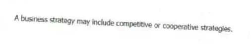 A business strategy may include competitive or cooperative strategies.