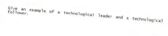 Give an example of a technological leader and a technological follower.