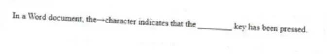 In a Word document, the→character indicates that the ________ key has been pressed.