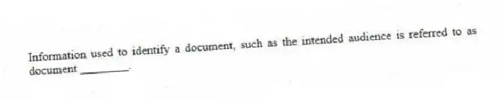 Information used to identify a document, such as the intended audience is referred to as document ________.