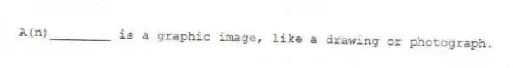 A(n)________ is a graphic image, like a drawing or photograph.
