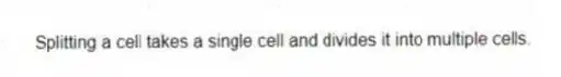 Splitting a cell takes a single cell and divides it into multiple cells.