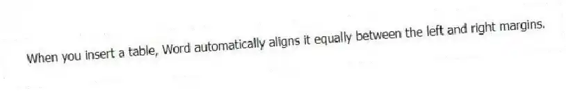 When you insert a table, Word automatically aligns it equally between the left and right margins.