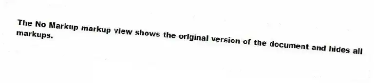 The No Markup markup view shows the original version of the document and hides all markups.