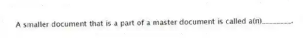 A smaller document that is a part of a master document is called a(n)________.