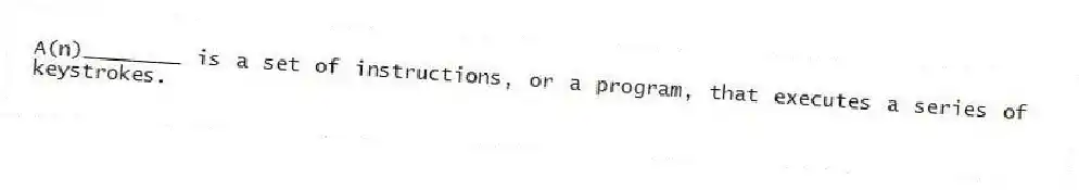 A(n)________ is a set of instructions, or a program, that executes a series of keystrokes.