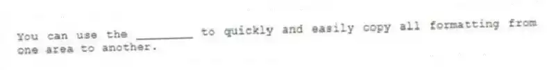 You can use the ________ to quickly and easily copy all formatting from one area to another.