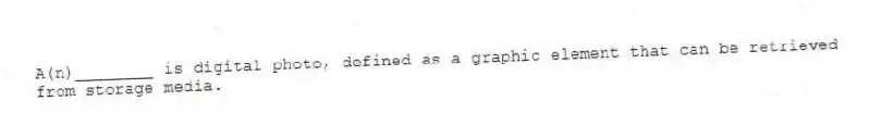 A(n)________ is digital photo, defined as a graphic element that can be retrieved from storage media.