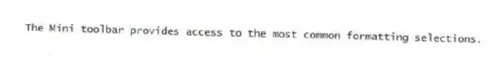 The Mini toolbar provides access to the most common formatting selections.