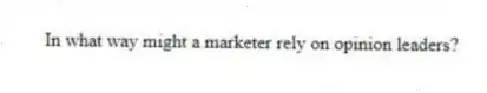 In what way might a marketer rely on opinion leaders?