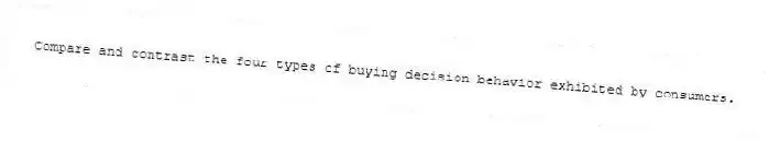 Compare and contrast the four types of buying decision behavior exhibited by consumers.