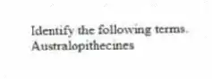 Identify the following terms.
-Australopithecines