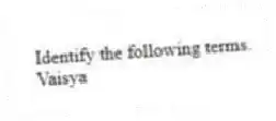 Identify the following terms.
-Vaisya