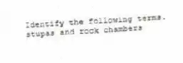Identify the following terms.
-stupas and rock chambers