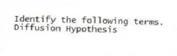 Identify the following terms.
-Diffusion Hypothesis