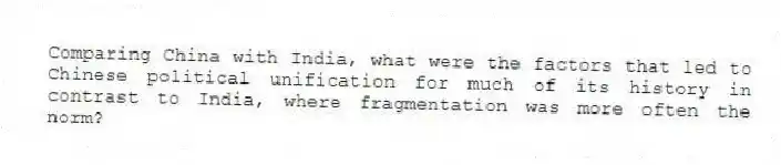 Comparing China with India, what were the factors that led to Chinese political unification for much of its history in contrast to India, where fragmentation was more often the norm?
